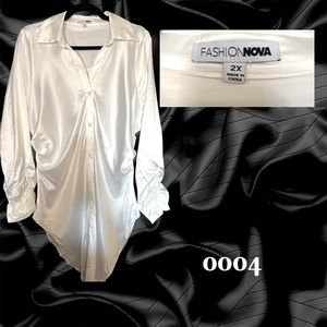 Fashion Nova “Run This Show Satin Shirt”